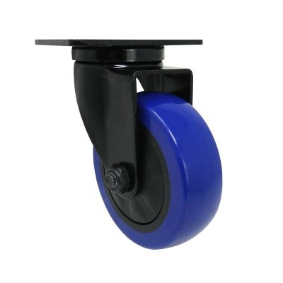 Image showing  4 in. Swivel Blue Caster with Brake, 300 lb. Capacity