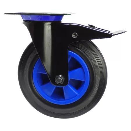 Titan 8" Heavy Duty Swivel Caster 200 lb Capacity Blue/Black Casters