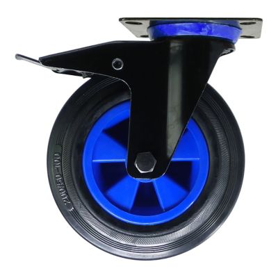 Image showing  8 in. Heavy-Duty Swivel Caster, 200 lb. Capacity, Blue/Black