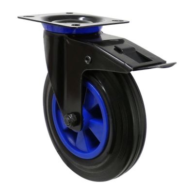 Image showing  8 in. Heavy-Duty Swivel Caster, 200 lb. Capacity, Blue/Black
