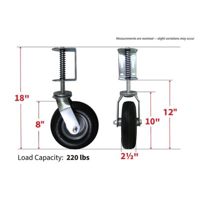 Image showing  8 in. Spring Loaded Flat-Free Gate Caster, 220 lb. Capacity