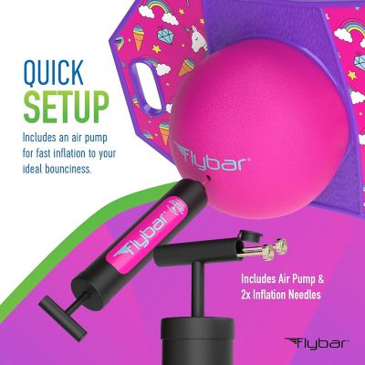 Image showing 5 th Flybar Pogo Ball, Kids Jump Trick Bounce Board with Pump and Strong Grip Deck, Unicorn