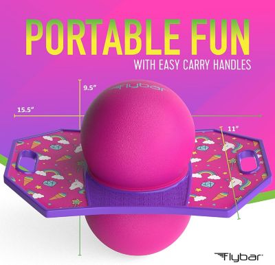 Image showing 6 th Flybar Pogo Ball, Kids Jump Trick Bounce Board with Pump and Strong Grip Deck, Unicorn