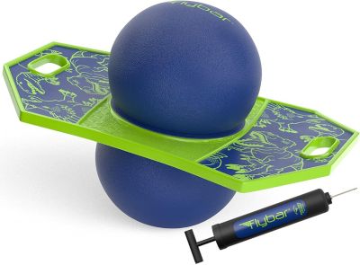 Flybar Pogo Ball, Kids Jump Trick Bounce Board with Pump and Strong Grip Deck, Dino