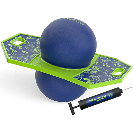 Flybar Pogo Ball, Kids Jump Trick Bounce Board with Pump and Strong Grip Deck, Dino
