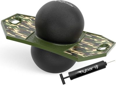 Flybar Pogo Ball, Kids Jump Trick Bounce Board with Pump and Strong Grip Deck, Camo