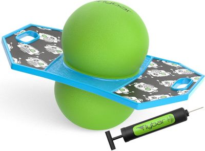 Flybar Pogo Ball, Kids Jump Trick Bounce Board with Pump and Strong Grip Deck, Robot