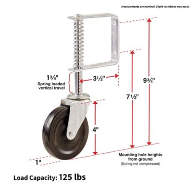 Image showing  4 in. Spring-Loaded Gate Caster, 125 lb. Capacity