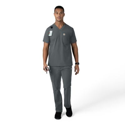 Image showing  Men's Force Essentials 9-Pocket Straight Mid-Rise Cargo Scrub Pants