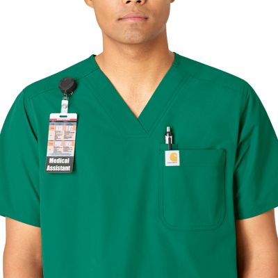 Image showing 3 th Carhartt Men's Force Essentials 4-Pocket Shirttail V-Neck Scrub Top