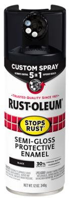 Rust-Oleum 12 oz. Black Rust-Oleum Stops Rust Custom 5-in-1 Spray Paint, Semi-Gloss Rust-Oleum Stops Rust 5-in-1 Custom Spray Paint