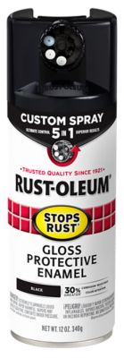 Rust-Oleum 12 oz. Black Rust-Oleum Stops Rust Custom 5-in-1 Spray Paint, Gloss Your in control of the coverage you want some of the regular cans of paint just blast out 