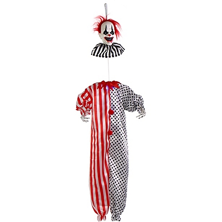 Haunted Hill Farm Yo-Yo the Floating Clown Animatronic with Blue Chest Light for Scary Hanging Halloween Decoration