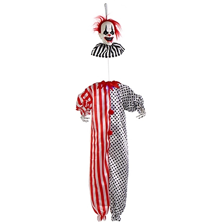 Haunted Hill Farm Yo-Yo the Floating Clown Animatronic with Blue Chest Light for Scary Hanging Halloween Decoration