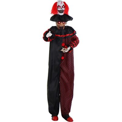 Haunted Hill Farm 70 in. Heckle and Hide the Pop-Up Two-Headed Clown with Light-Up Eyes Halloween Animatronic