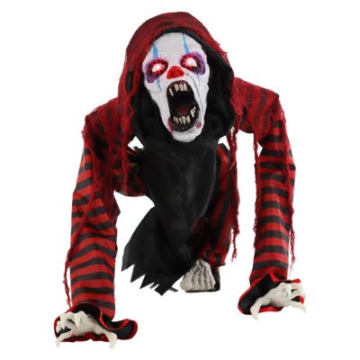 Haunted Hill Farm Jester the Animatronic Squatting Clown Dog with Movement and sound