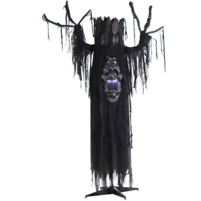 Haunted Hill Farm Drendite the Light-Up Creepy Ghost Tree with White Strobe Effects