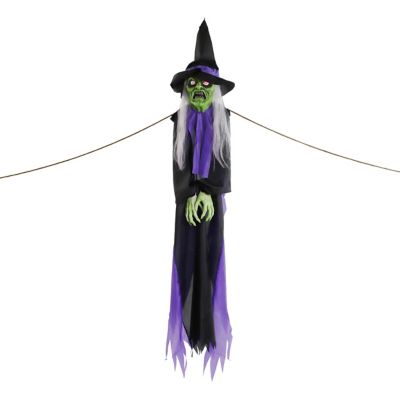 Haunted Hill Farm Cleo the Talking Witch Tree Hugger with Light-Up Eyes for Scary Outdoor Halloween Decoration