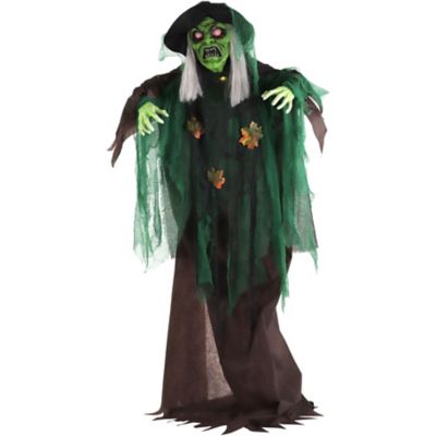 Haunted Hill Farm 72 in. Maple the Talking Forest Witch with Movement and Lights Halloween Animatronic, Scary Decoration