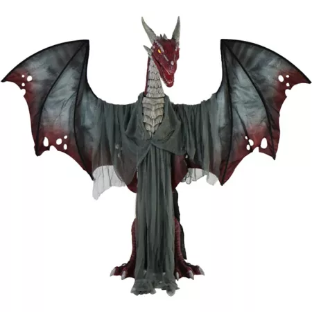 Haunted Hill Farm 6 foot tall Brantley the Brimstone Dragon by SVI Halloween Animatronic Premium Halloween Animatronic Plug-In Halloween Animatronics