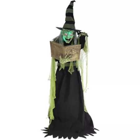 Haunted Hill Farm 6 Feet Tall Endora the Enchanting Witch by SVI Premium Talking Halloween Animatronic Plug-In Halloween Animatronics