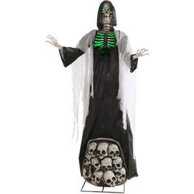 Haunted Hill Farm 7 ft. Tall Ajal the Graveyard Ghoul by SVI, Battery-Operated Scary Halloween Prop with Light-Up Eyes and Chest