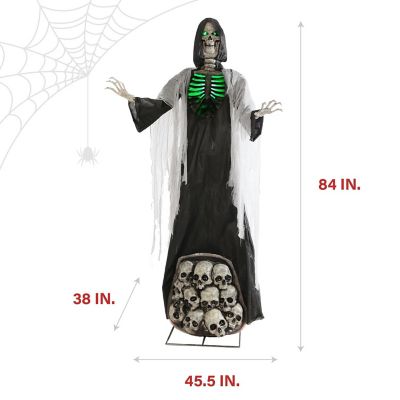 Image showing  7 ft. Tall Ajal the Graveyard Ghoul by SVI, Battery-Operated Scary Halloween Prop with Light-Up Eyes and Chest