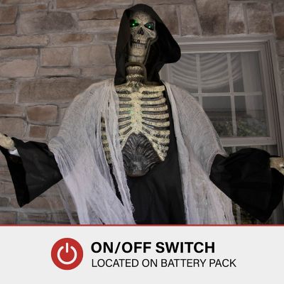 Image showing  7 ft. Tall Ajal the Graveyard Ghoul by SVI, Battery-Operated Scary Halloween Prop with Light-Up Eyes and Chest