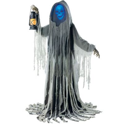 Haunted Hill Farm 76 in. Cloud the Looming Phantom by SVI, Premium Talking Halloween Decoration for Standing or Hanging, Plug-In