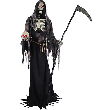 Haunted Hill Farm 7 ft. Tall Khronos the Rotting Reaper by SVI, Premium Talking Halloween Animatronic, Plug-In