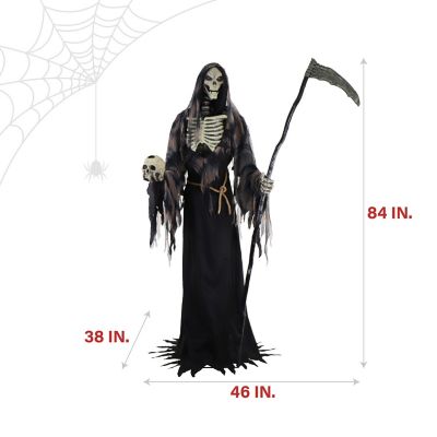 Image showing 9 th Haunted Hill Farm 7 ft. Tall Khronos the Rotting Reaper by SVI Halloween Animatronic, Premium Talking Decoration, Plug-In