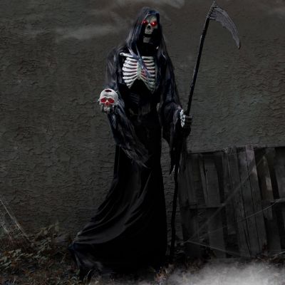 Image showing 11 th Haunted Hill Farm 7 ft. Tall Khronos the Rotting Reaper by SVI Halloween Animatronic, Premium Talking Decoration, Plug-In
