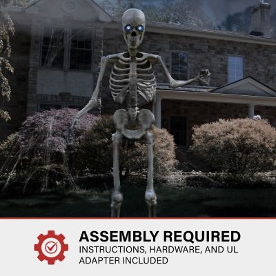 Image showing 5 th Haunted Hill Farm 8 ft. Tall Bones McNeely the Towering Skeleton by SVI, Premium Talking Halloween Animatronic, Plug-In