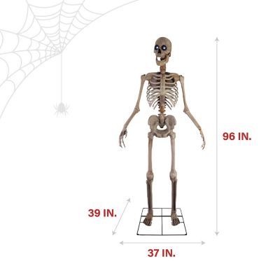 Image showing 6 th Haunted Hill Farm 8 ft. Tall Bones McNeely the Towering Skeleton by SVI, Premium Talking Halloween Animatronic, Plug-In