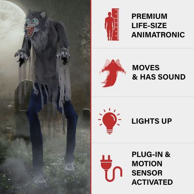 Image showing  7 ft. Tall Farkas the Towering Werewolf by SVI Halloween Animatronic, Premium Halloween Decoration, Plug-In