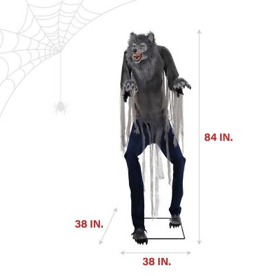Image showing 8 th Haunted Hill Farm 7 ft. Tall Farkas the Towering Werewolf by SVI Halloween Animatronic, Premium Halloween Decoration, Plug-In