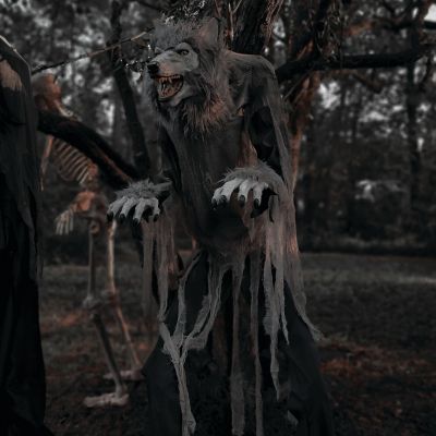 Image showing 10 th Haunted Hill Farm 7 ft. Tall Farkas the Towering Werewolf by SVI Halloween Animatronic, Premium Halloween Decoration, Plug-In