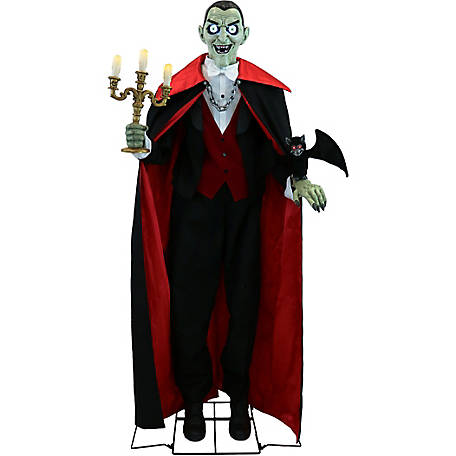 Haunted Hill Farm 5.5 ft. Tall Lazarus the Vampire Host by SVI, Premium Talking Halloween Animatronic, Plug-In