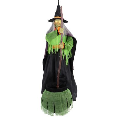 Haunted Hill Farm 6 ft. Tall Rosie the Cauldron Witch by SVI Halloween Animatronic, Premium Talking Halloween Decoration