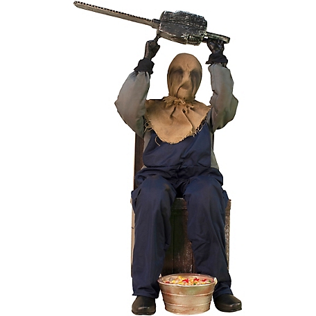 Haunted Hill Farm Chainsaw Rusty the Sitting Scarecrow by Tekky