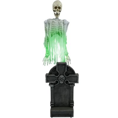 Haunted Hill Farm 69 in. Floating Skeleton Ghost Over Tombstone by Tekky Halloween Animatronic