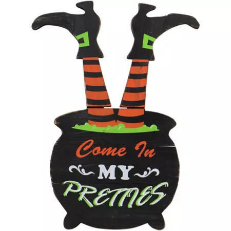 Haunted Hill Farm 24 in Come In My Pretties Witches Cauldron Funny Wooden Garden Stake for Halloween Decor Halloween Yard Stakes