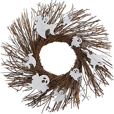 Haunted Hill Farm 20 in. Battery-Operated Natural Twig Wreath
