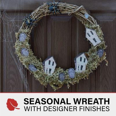 Image showing  15 in. Natural Grapevine Wreath with Spiders