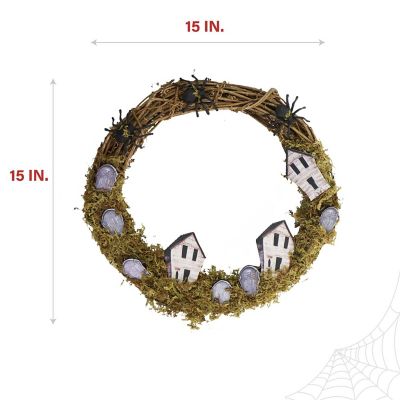 Image showing  15 in. Natural Grapevine Wreath with Spiders