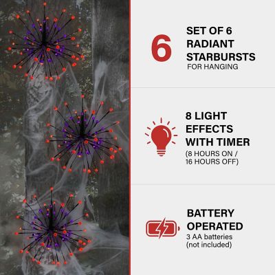 Image showing  480-Light Battery-Operated Radiant Starburst LED Lights, 6-Pack