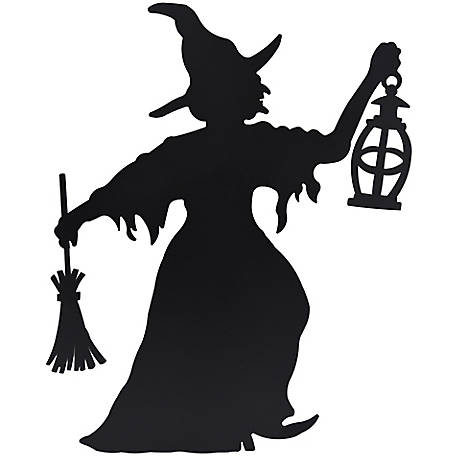 Haunted Hill Farm 40 in. Wicked Witch Black Iron Halloween Silhouette
