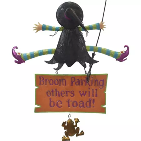 Haunted Hill Farm 31 in Broom Parking Others Will Be Toad Funny Halloween Sign with Crushing Witch for Door or Wall Hanging Halloween Porch Signs