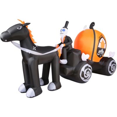 Haunted Hill Farm 6 ft. Tall Pre-lit Inflatable Halloween Carriage