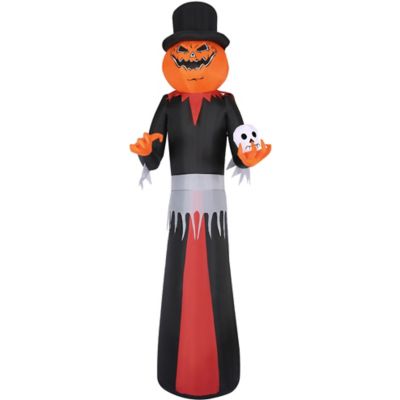 Haunted Hill Farm12 ft. Tall Pre-lit Inflatable Jack-O-Lantern Man with Top Hat and Skull